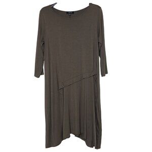 Comfy USA Stretch Dress Sz MED Lagenlook Olive Green Minimalist